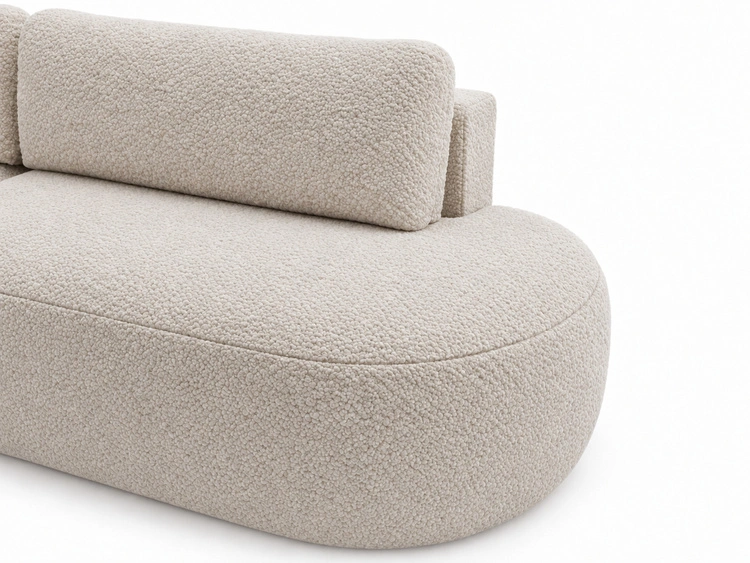 Ecksofa L-Form Links mit Schlaffunktion und Bettkasten Aurio O Creme