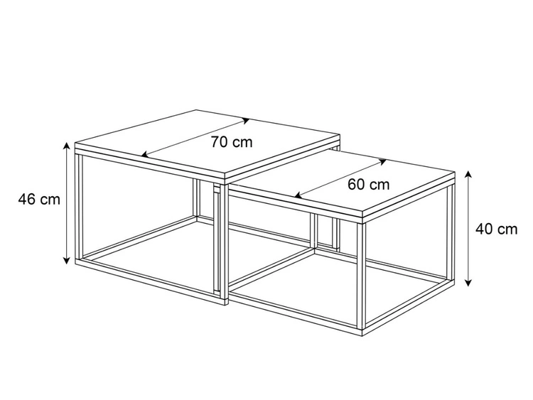 Couchtisch auf weißem Gestell Asumi Weiß Hochglanz 40x46