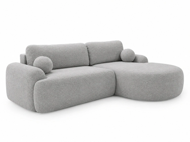 Ecksofa L-Form Rechts mit Schlaffunktion und Bettkasten Aurio Grau