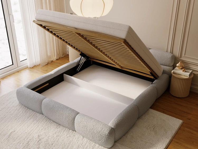 Polsterbett mit Bettkasten und Bettrost 160x200 Sweet Low Grau