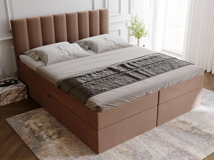 Boxspringbett mit Bettkasten 200x200 Mocca Braun