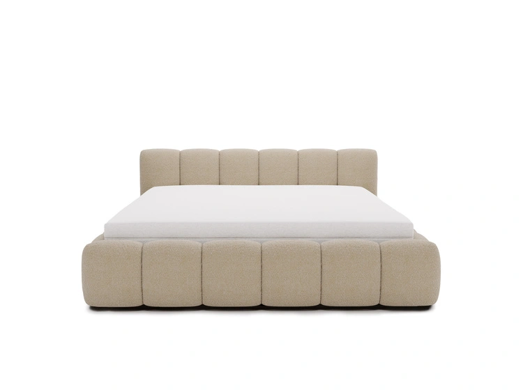 Polsterbett ohne Bettkasten mit Lattenrost 140x200 Cloud Low aus Bouclé-Stoff Dunkelbeige