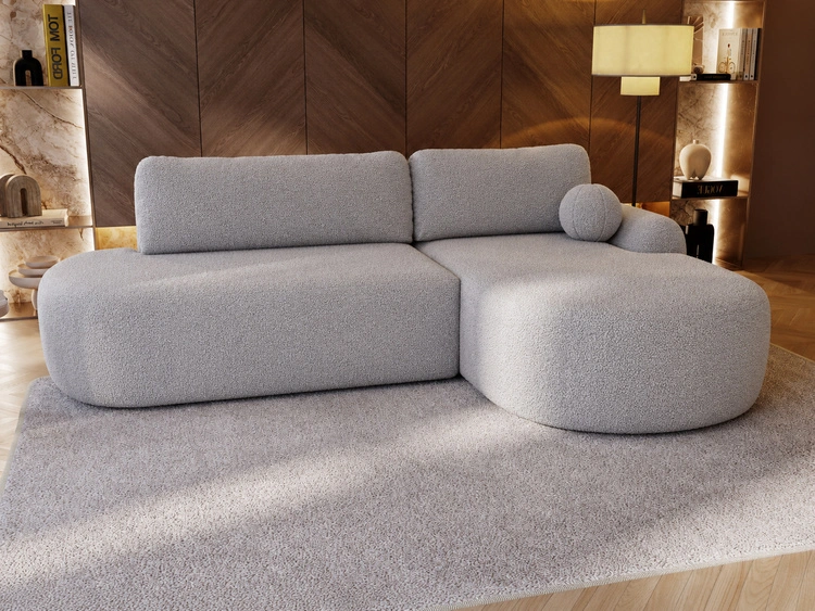 Ecksofa L-Form Rechts mit Schlaffunktion und Bettkasten Aurio O Grau