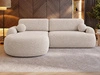 Ecksofa L-Form Links mit Schlaffunktion und Bettkasten Aurio Creme