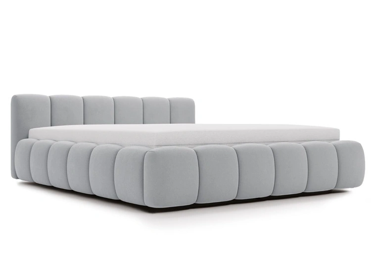 Polsterbett ohne Bettkasten mit Lattenrost 160x200 Cloud Low aus Samtstoff Grau