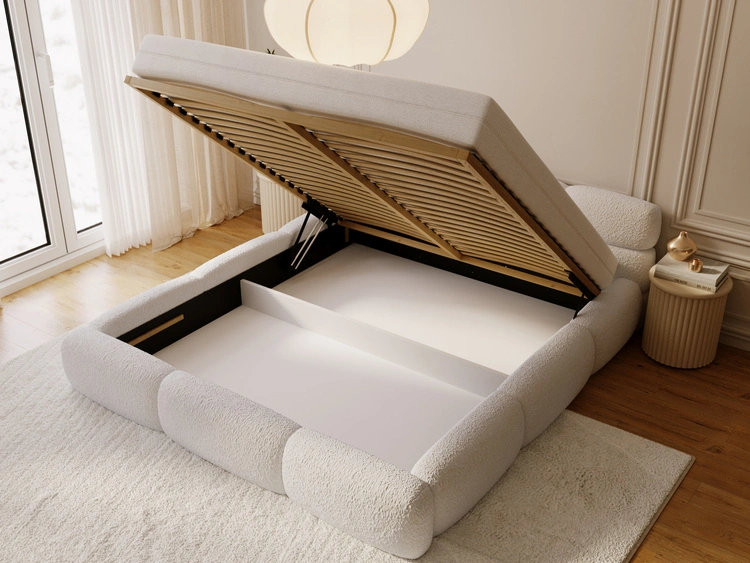 Polsterbett mit Bettkasten und Bettrost 160x200 Sweet Low Beige