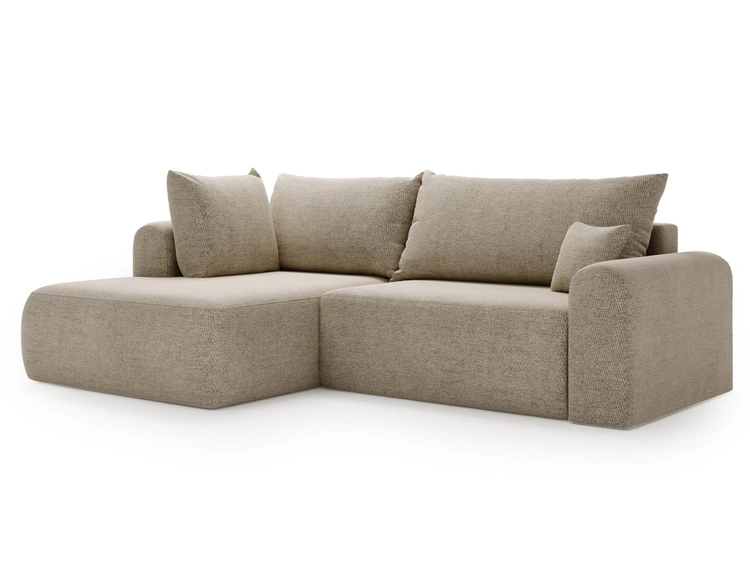 Ecksofa L-Form mit Schlaffunktion und Bettkasten Savana Bis Beige