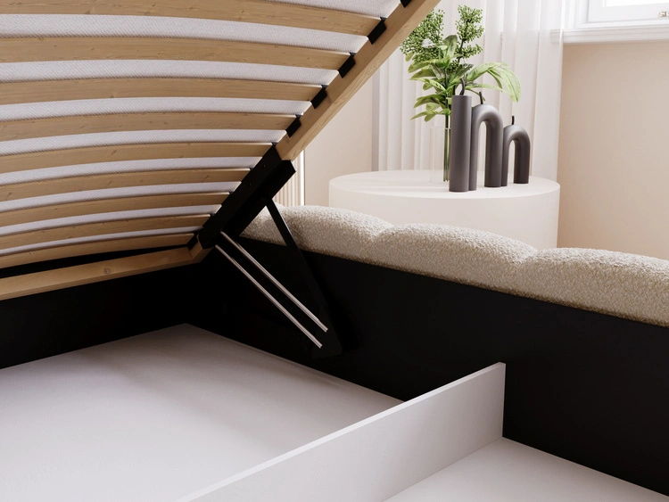 Polsterbett mit Bettkasten und Lattenrost 200x200 Cloud Low Bouclé-Stoff Dunkelbeige