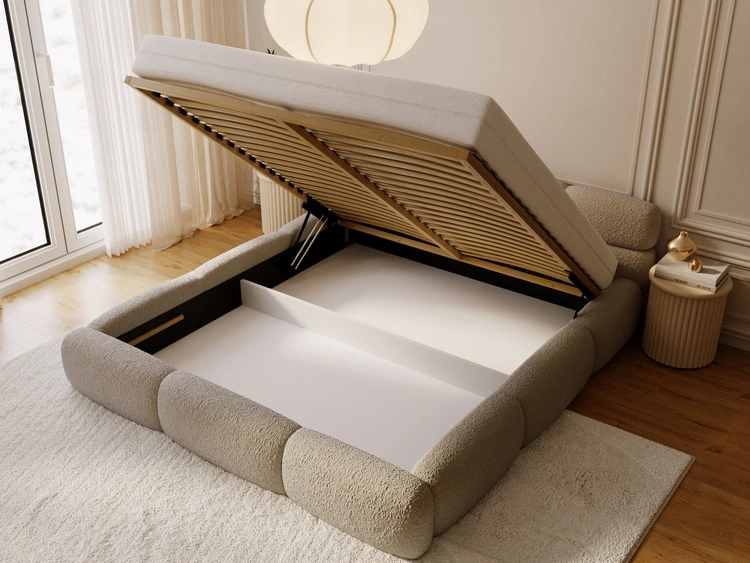 Polsterbett mit Bettkasten und Bettrost 160x200 Sweet Low Dunkelbeige