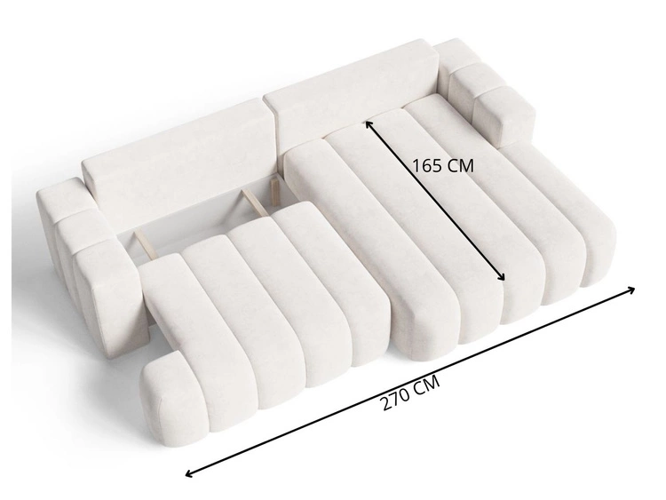 Ecksofa L-Form Rechts mit Schlaffunktion und Bettkasten Caleo Grau