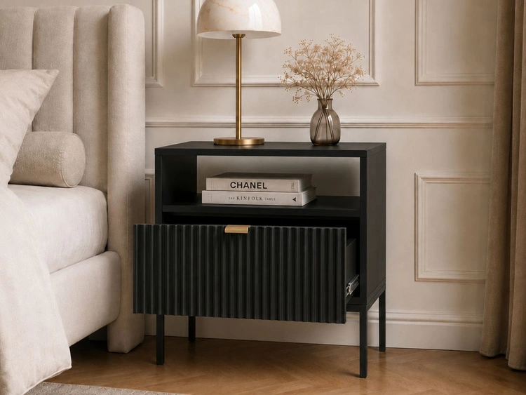 Nachtschrank mit Schublade Amber Schwarz
