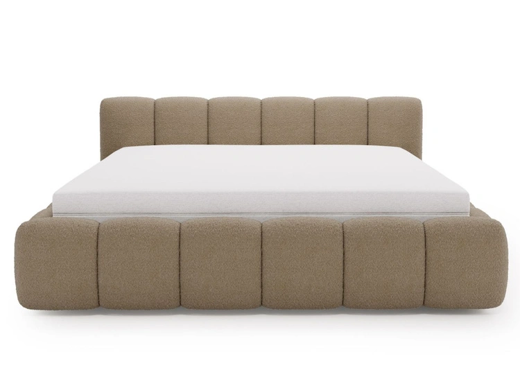 Polsterbett ohne Bettkasten mit Lattenrost 120x200 Cloud Low aus Bouclé-Stoff Braun