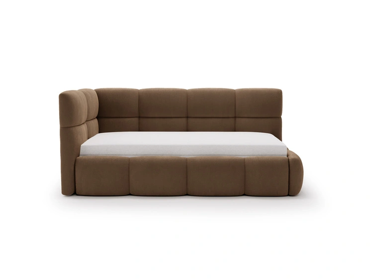 Gepolstertes Jugend-Einzelbett mit Bettkasten und Holzrost 90x200 Modo One Rechts Braun