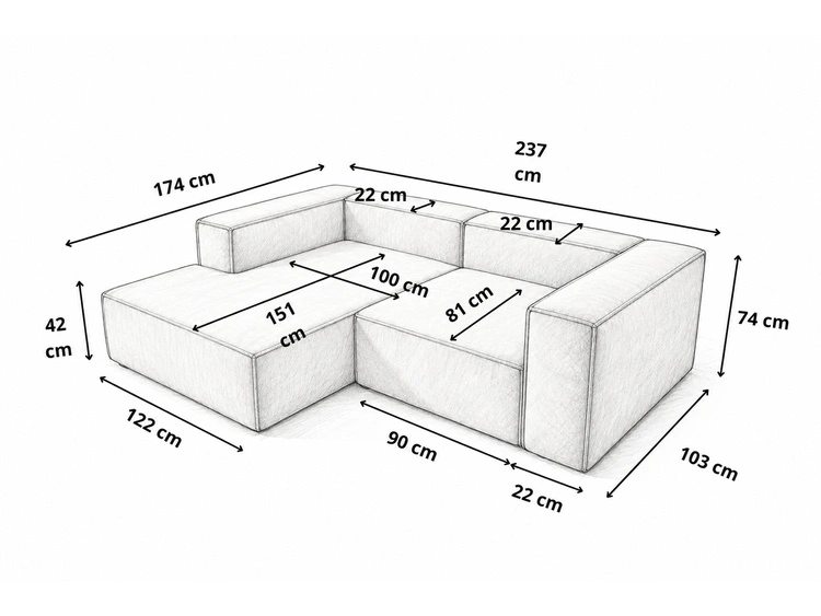 Ecksofa L Rechts Vellaro Grau