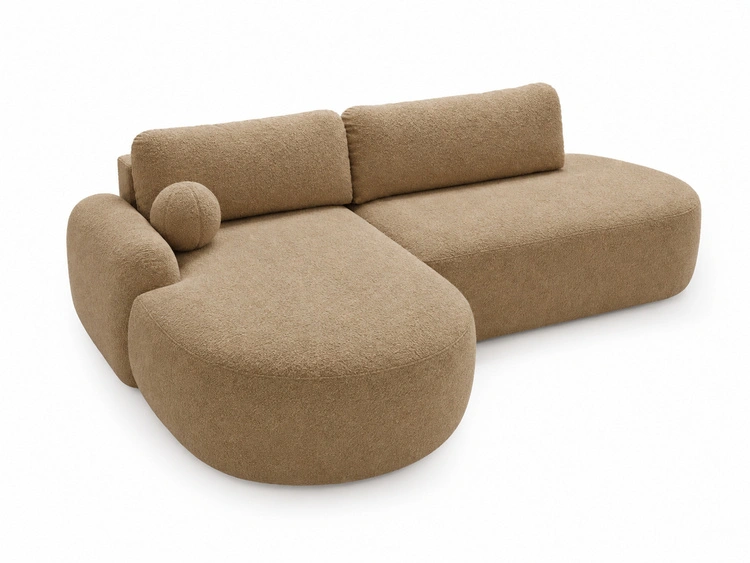 Ecksofa L-Form Links mit Schlaffunktion und Bettkasten Aurio O Hellbraun