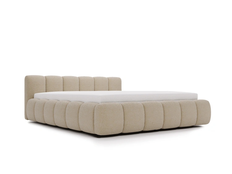 Polsterbett mit Bettkasten und Lattenrost 200x200 Cloud Low Bouclé-Stoff Dunkelbeige