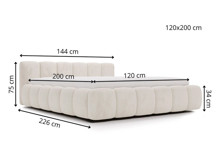 Polsterbett ohne Bettkasten mit Lattenrost 120x200 Cloud Low aus Samtstoff Braun