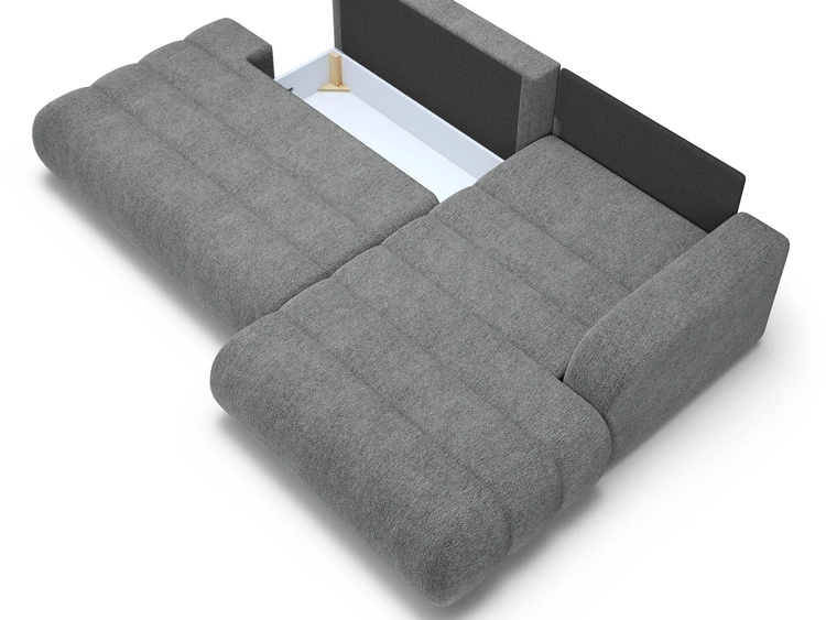 Ecksofa L-Form mit Schlaffunktion und Bettkasten Lisso Rechts Grau