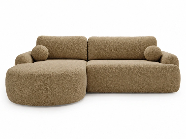 Ecksofa L-Form Links mit Schlaffunktion und Bettkasten Aurio HellBraun