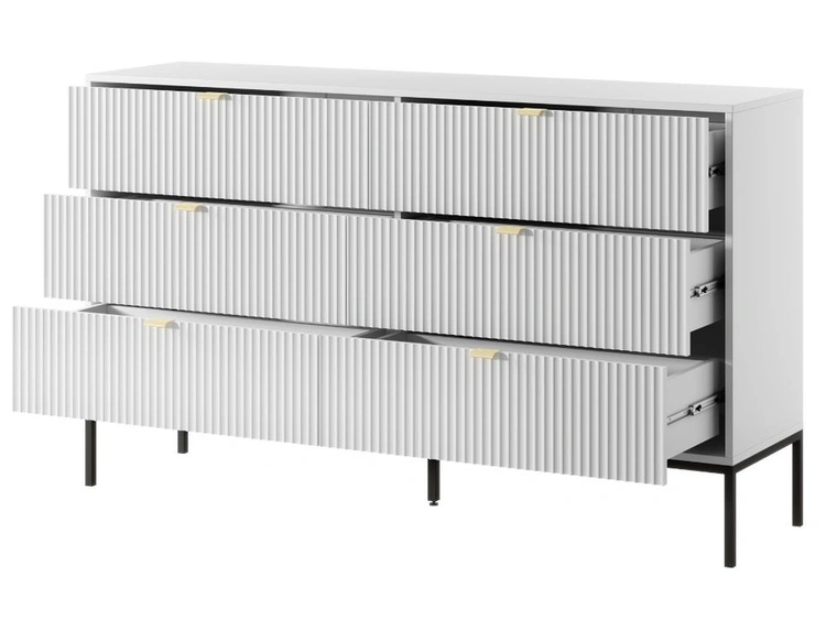 Kommode mit 6 Schubladen Amber Weiß