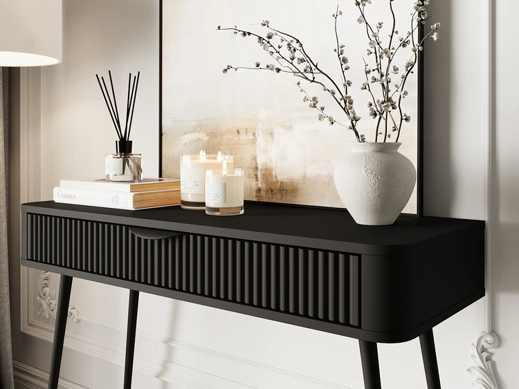 Schminktisch mit Schwarzen Metallbeinen Latina Schwarz