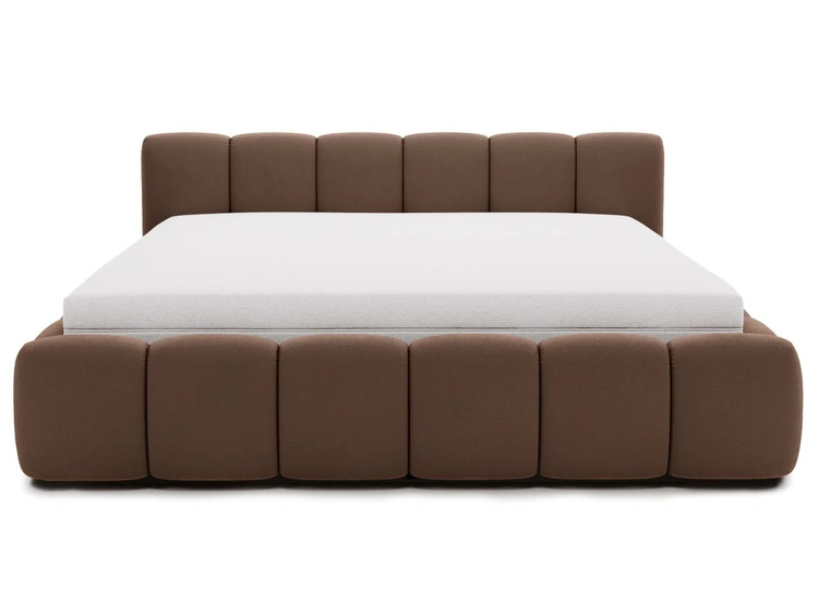 Polsterbett ohne Bettkasten mit Lattenrost 200x200 Cloud Low aus Samtstoff Braun