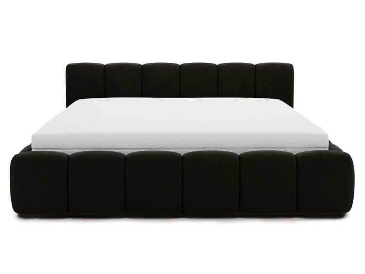 Polsterbett ohne Bettkasten mit Lattenrost 160x200 Cloud Low aus Samtstoff Schwarz