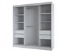Schiebetürenschrank mit Lamellen und Spiegel 200 cm Lucena Schwarz