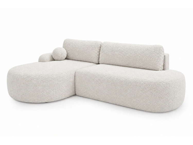 Ecksofa L-Form Links mit Schlaffunktion und Bettkasten Aurio O Weiß