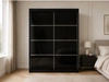 Schiebetürenschrank mit Sprossen 150 cm mit LED-Beleuchtung Ponti Schwarz