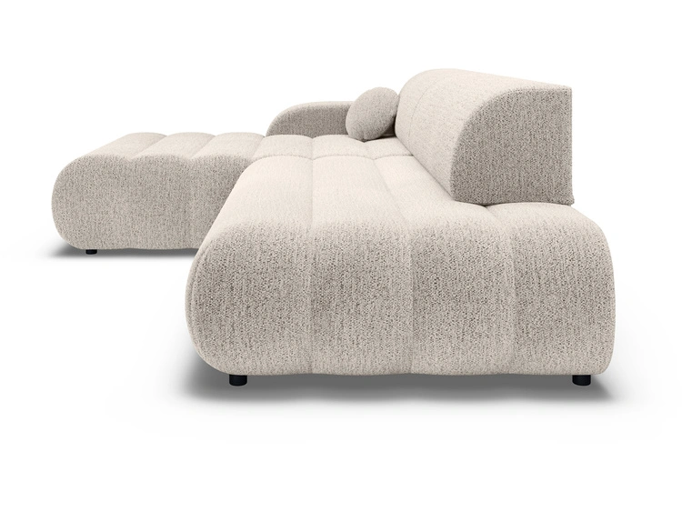 Ecksofa L-Form mit Schlaffunktion und Bettkasten Lisso Links Cremefarben