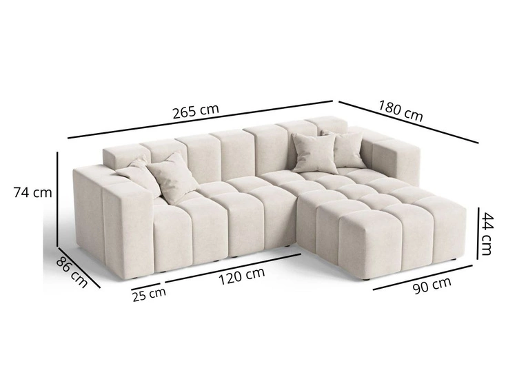 Ecksofa L-Form Rechts Moderne Ecksofa Loopo Dunkelgrau