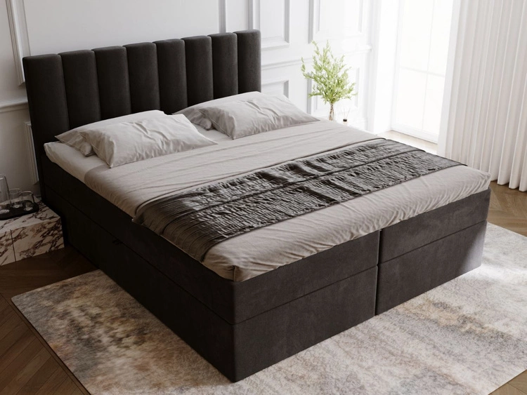 Boxspringbett mit Bettkasten 160x200 Mocca Schwarz