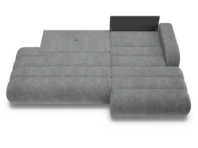 Ecksofa L-Form mit Schlaffunktion und Bettkasten Lisso Rechts Grau