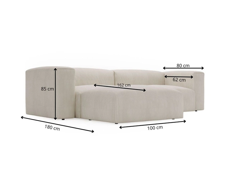 Ecksofa L-Form Links Moderne Cord Ecksofa Landi Hellbeige