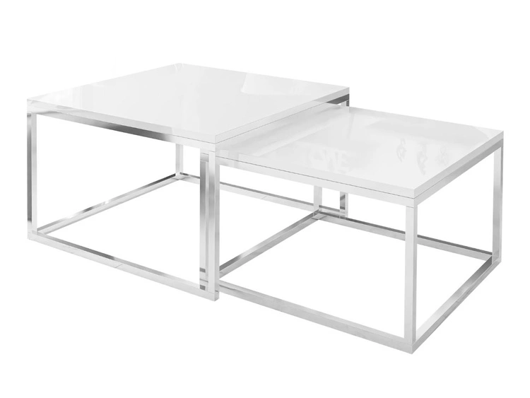 Couchtisch auf schwarzem Gestell Asumi Weiß Hochglanz 40x46