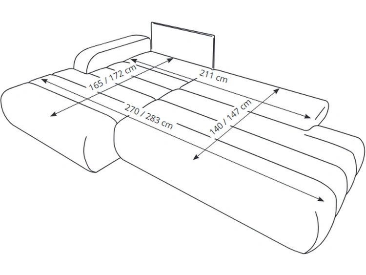 Ecksofa L-Form mit Schlaffunktion und Bettkasten Lisso Rechts Terrakotta