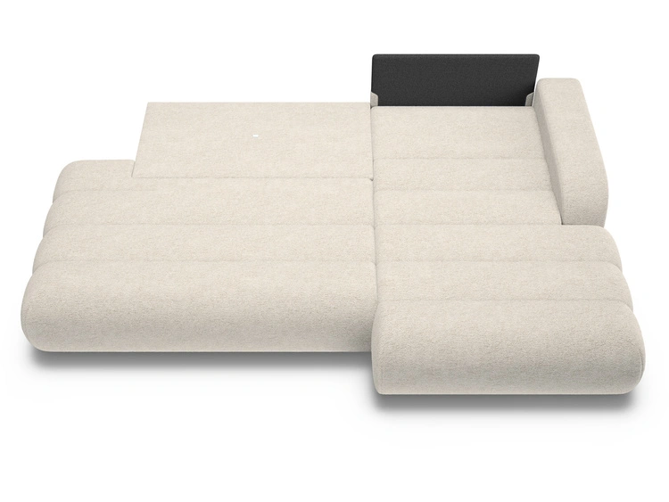 Ecksofa L-Form mit Schlaffunktion und Bettkasten Lisso Rechts Beige