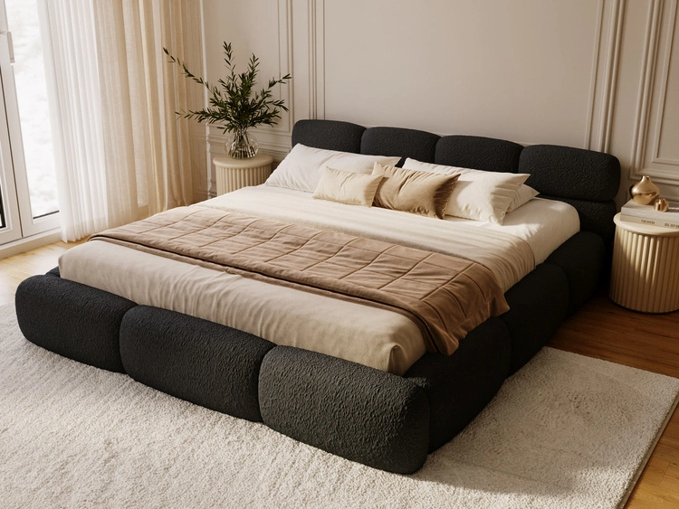 Polsterbett mit Bettkasten und Bettrost 120x200 Sweet Low Schwarz