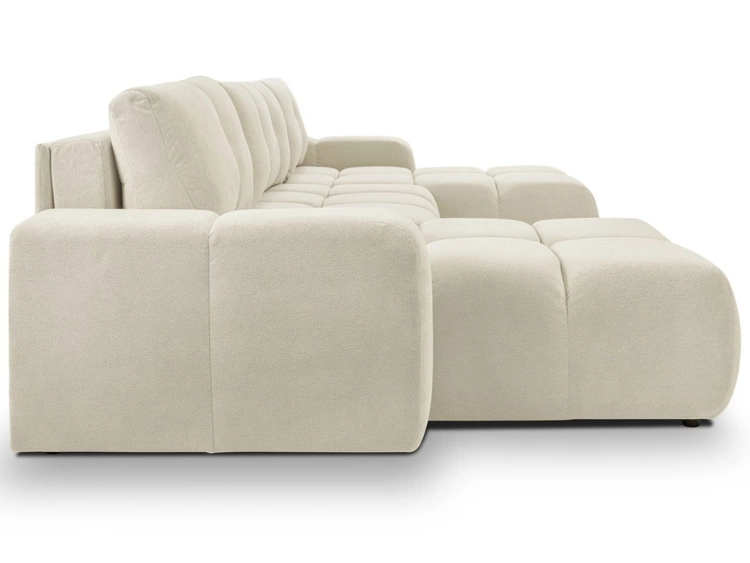 Wohnlandschaft mit Schlaffunktion und Bettkasten Sile U Hellbeige