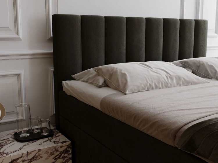 Boxspringbett mit Bettkasten 160x200 Mocca Dunkelgrau