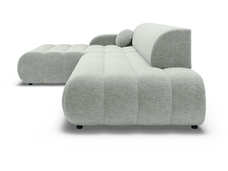Ecksofa L-Form mit Schlaffunktion und Bettkasten Lisso Links Hellgrün