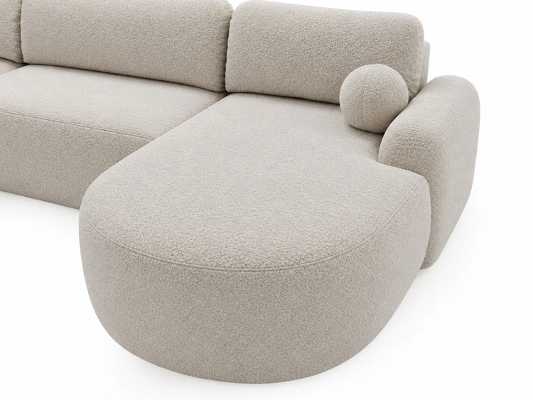 Wohnlandschaft mit Schlaffunktion und Bettkasten Aurio Creme