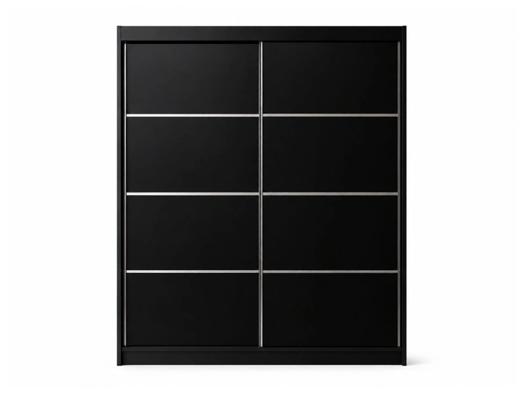 Schiebetürenschrank mit Sprossen 150 cm mit LED-Beleuchtung Ponti Schwarz