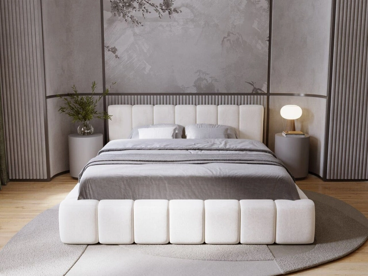 Polsterbett mit Bettkasten und Lattenrost 140x200 Orio Beige