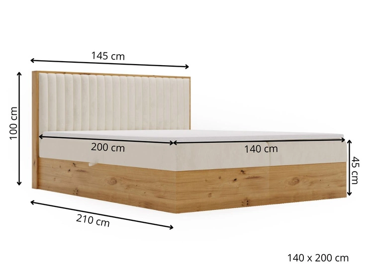 Boxspringbett mit Bettkasten 140x200 Forest Dunkelgrau