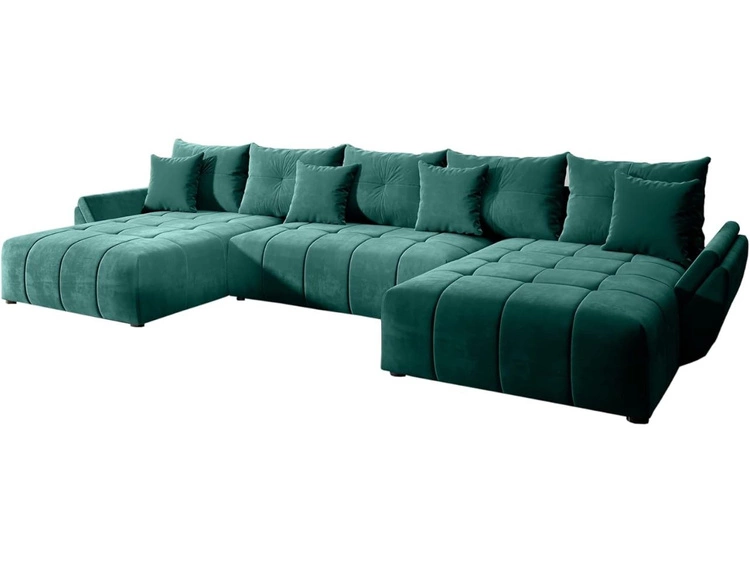 Wohnlandschaft mit Schlaffunktion und Bettkasten Decor U Grün