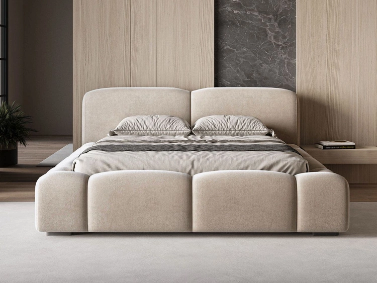 Polsterbett mit Bettkasten und Lattenrost 140x200 Aubi Beige