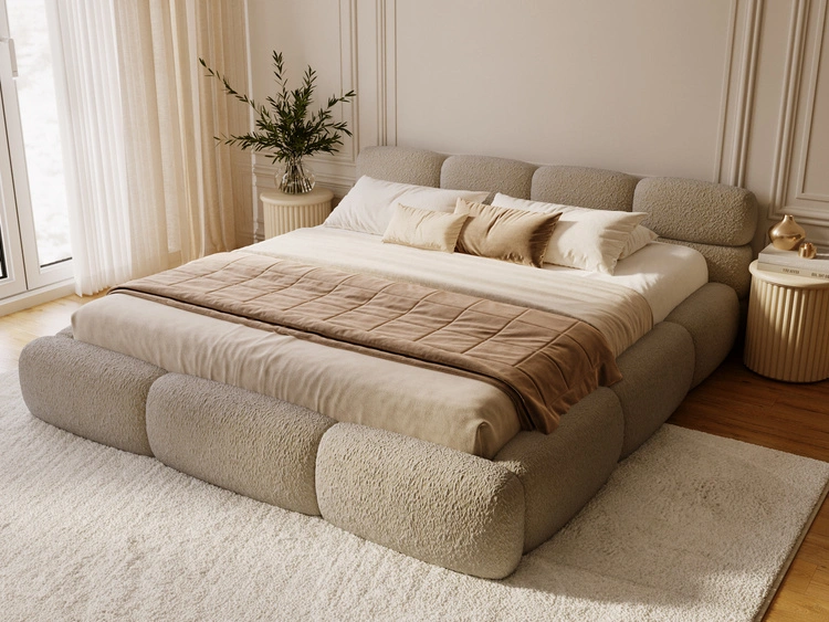 Polsterbett mit Bettkasten und Bettrost 180x200 Sweet Low Dunkelbeige