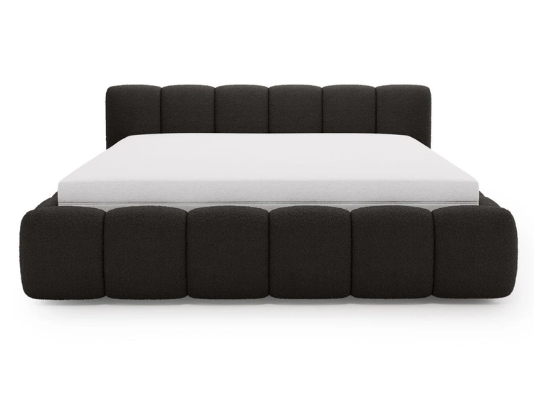 Polsterbett ohne Bettkasten mit Lattenrost 200x200 Cloud Low aus Bouclé-Stoff Schwarz